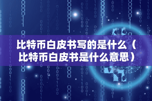 比特币白皮书写的是什么(比特币白皮书是什么意思)