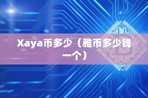 Xaya币多少(雅币多少钱一个)